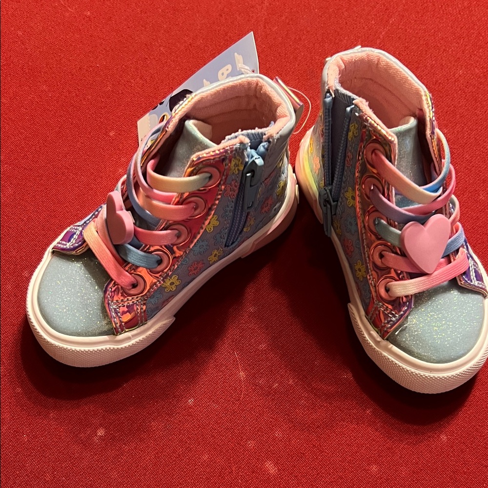 Sparkly Blue and Pink Kids Sneakers - Picture 5 of 6